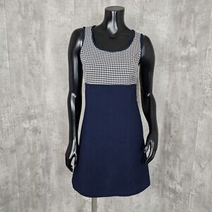N&B Classic For Women Size 8 Navy White‎ Gingham Plaid Aline Dress